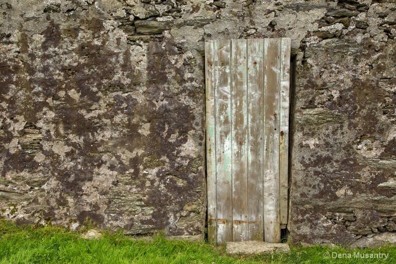 Wood Door in Stone House