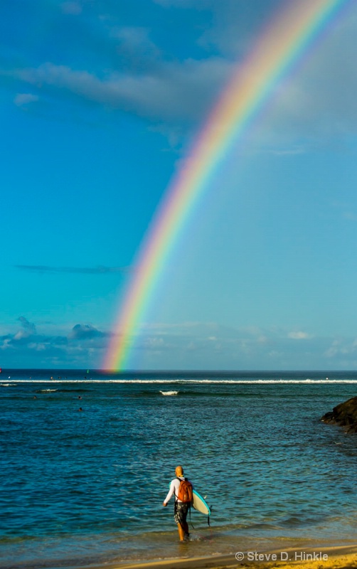 A Rainbow & Surfer, Hawaii