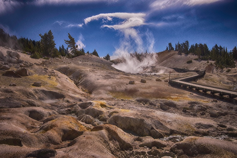 Volcanic steam into the clouds Bumpass Hell NP