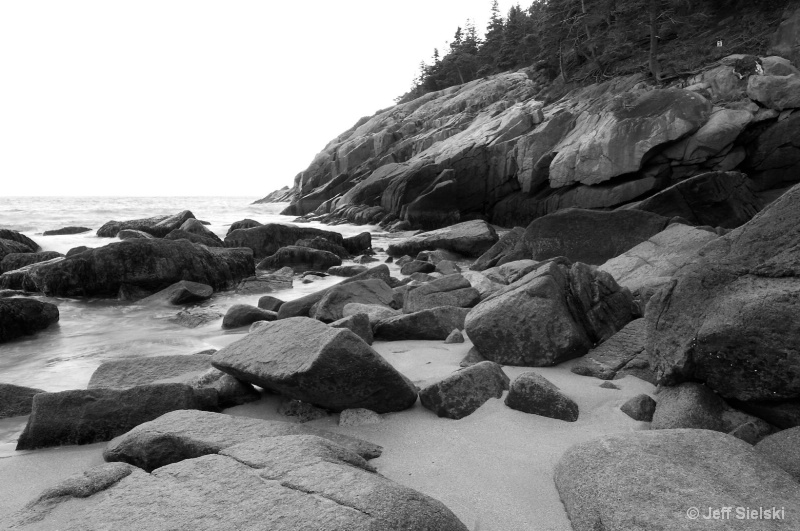 B&W- Sand Beach Acadia NP, Maine 