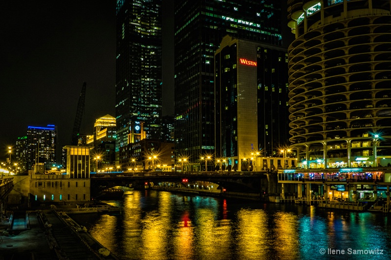 Chicago Riverwalk in the Evening