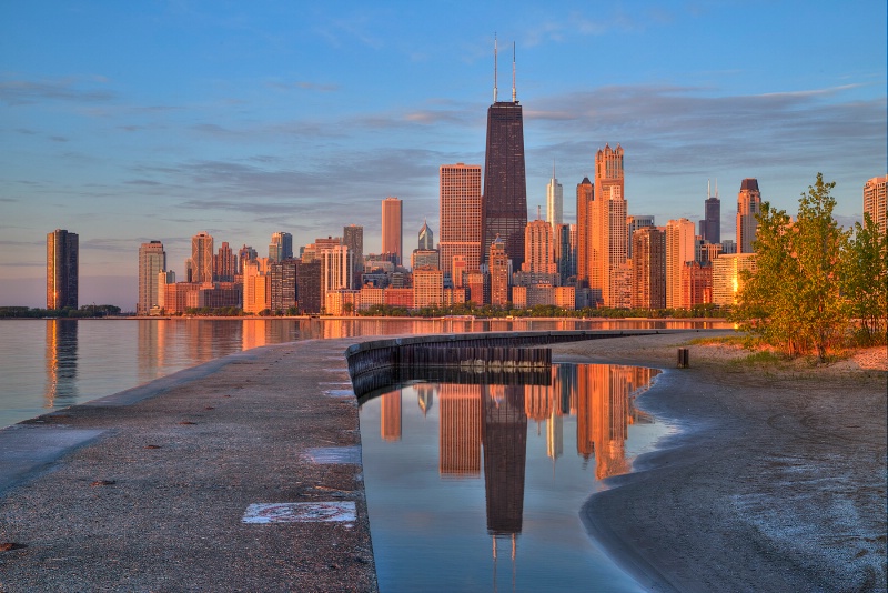 Chicago Sunrise Reflections