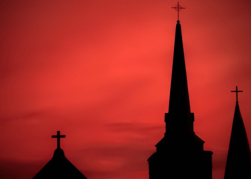 Church Steeples, Winter Sunset