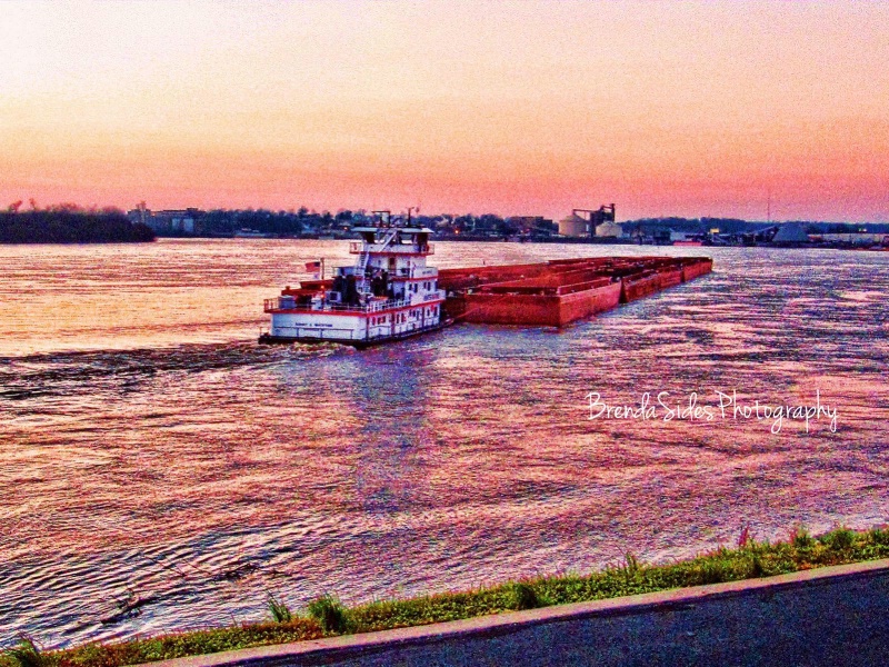 ~Ohio River Barge at Sunset~