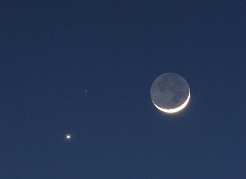 Crescent Moon with Venus and Mars