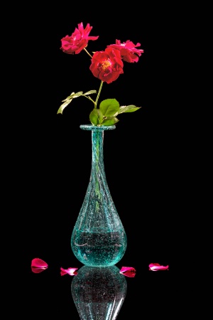 Roses In Green Vase Still Life