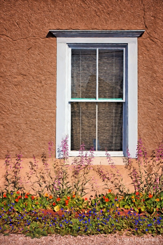 Window in Adobe with Flowers