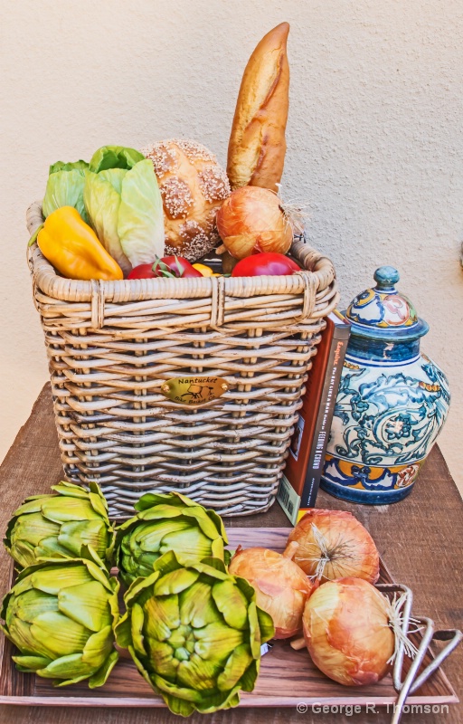 Still Life with Produce and Lidded Jar.