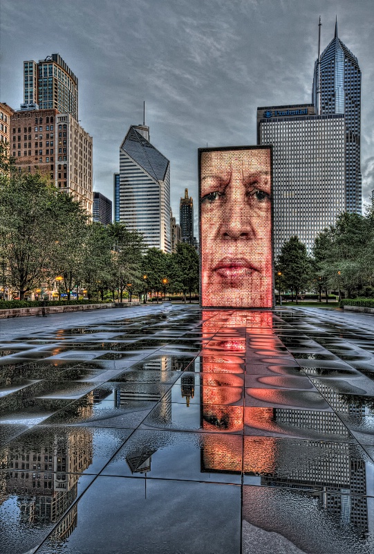 Crown Fountain Reflections