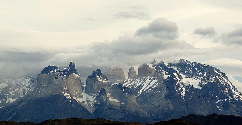 First morning light at the Paine Massif