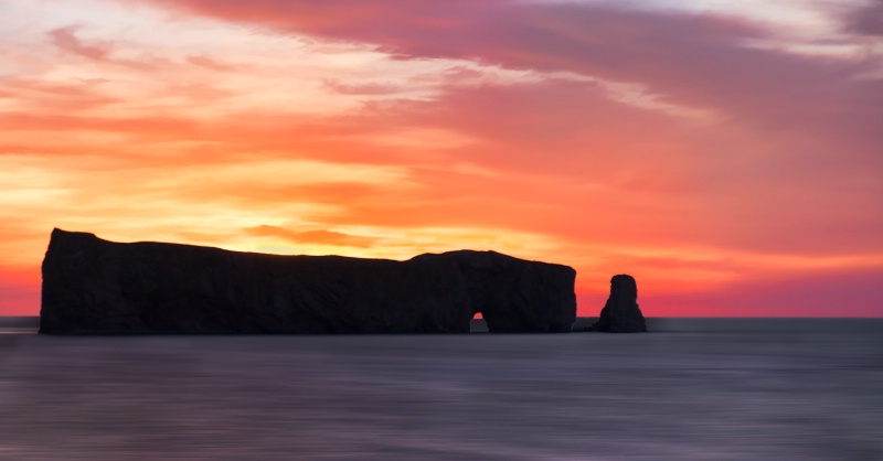 Percé Rock Silhouette at Sunrise