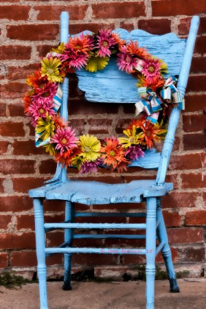 Wreath on a Blue Chair