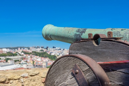 Ancient Gun Overlooking Lisbon Portugal