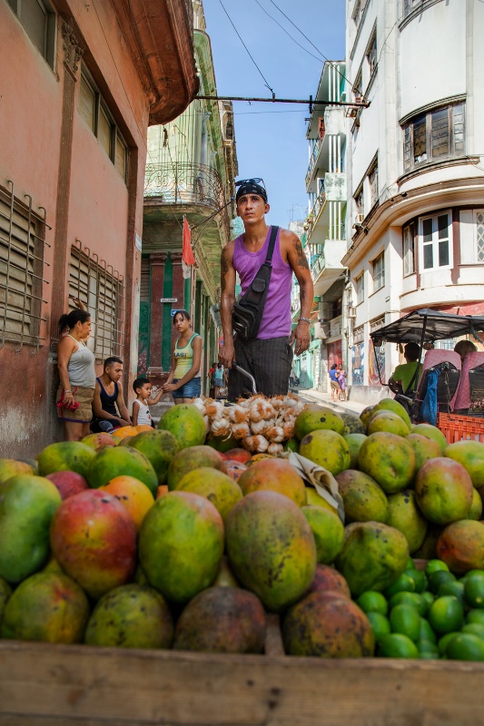Rolling Fruit Cart in Havana