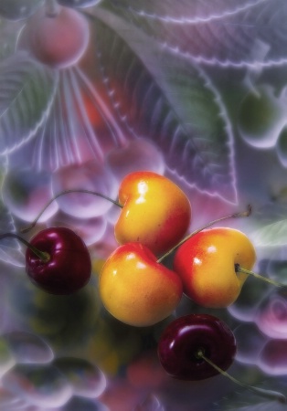 Cherries in a glass bowl