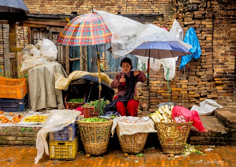 Rainy Day Market Stall, Bhaktapur, Nepal  #818