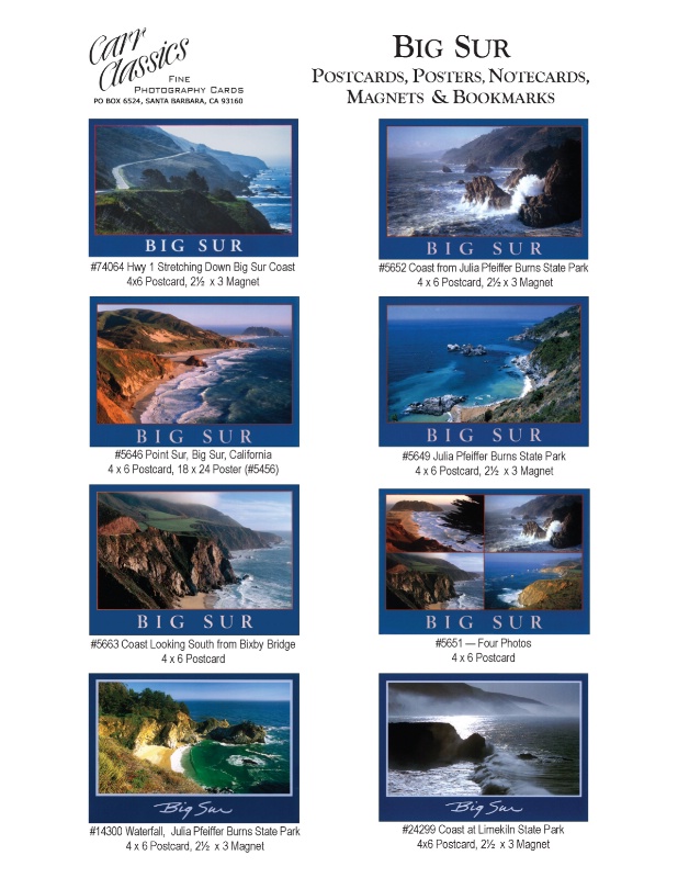 Big Sur photographs in Carr Classics catalog, p1