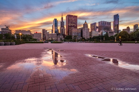 Sunset Chicago Skyline