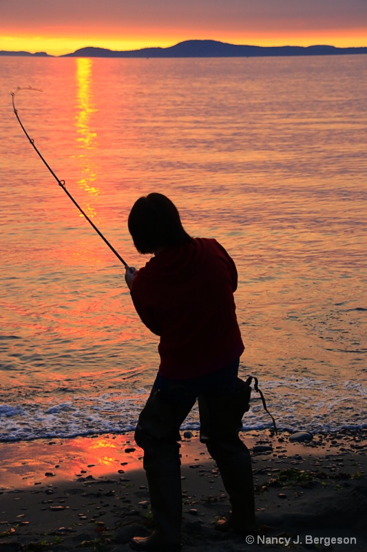 Salmon Fishing at Sunset