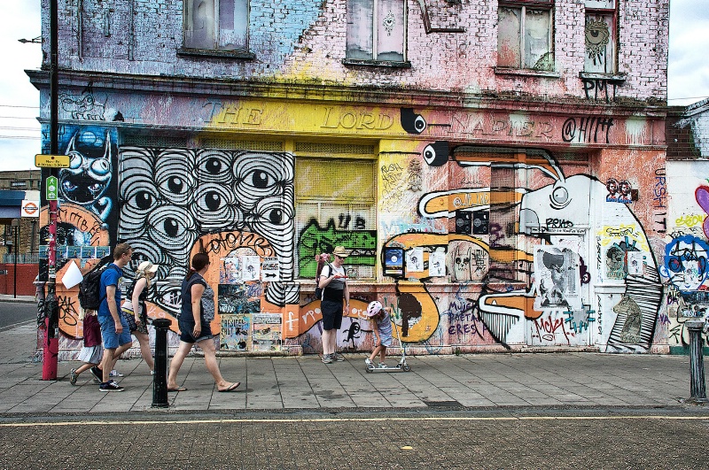 Hackney Wick Graffiti and Pedestrians