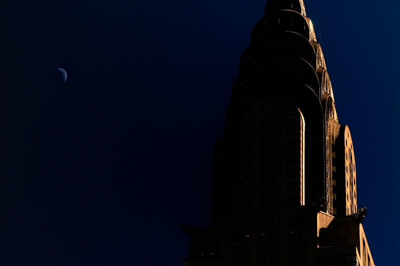 Chrysler building and the Moon.