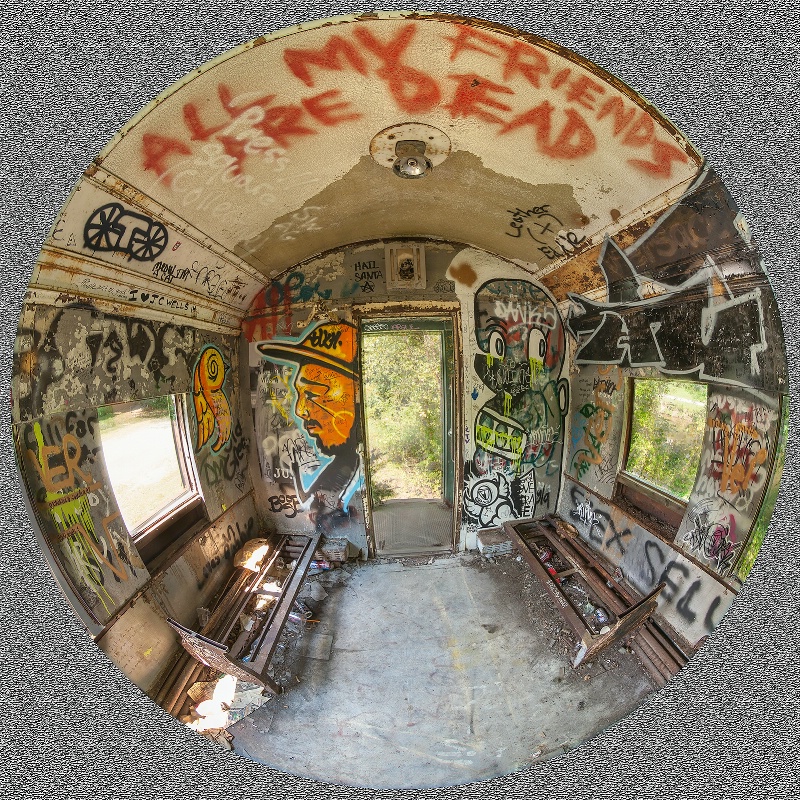 Fisheye View of the Grafitti Train Car 