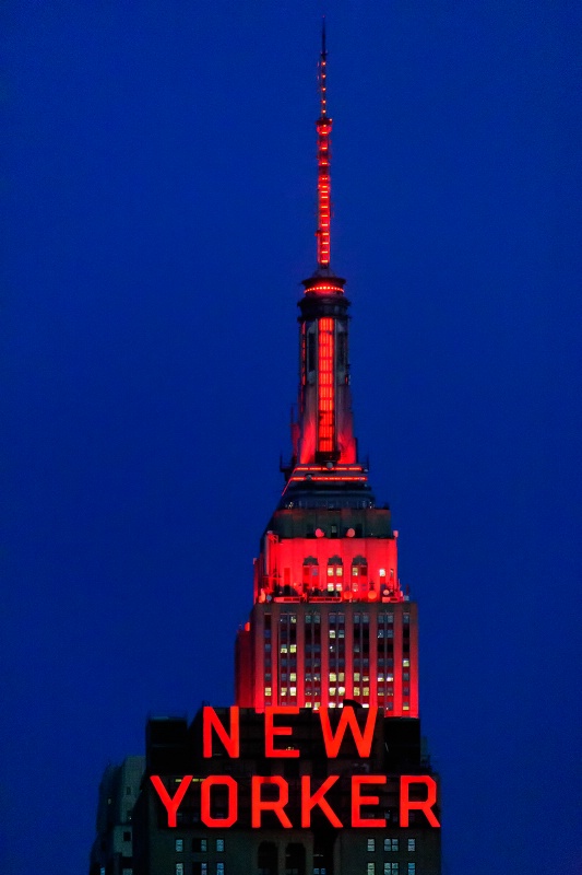 New Yorker and Empire State Building in red.