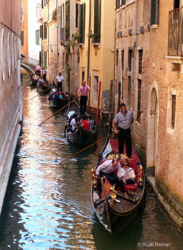 Synchronized gondolas, Venice