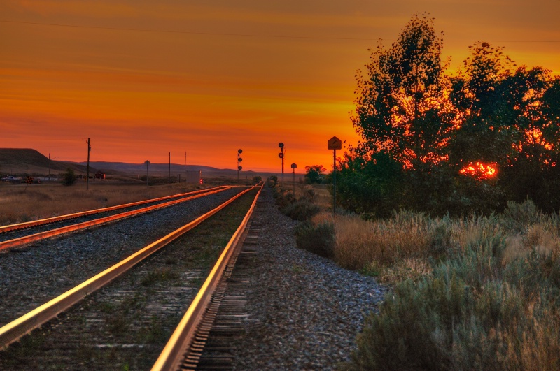 "Sunset on the rails"