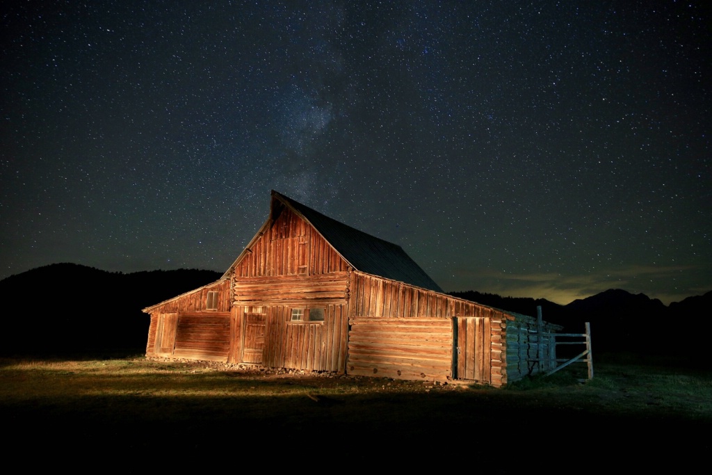 Mormon Row Barn; night painting