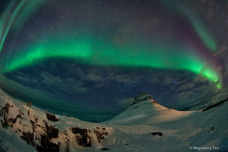 Auroras over Kirkjufell Mountain