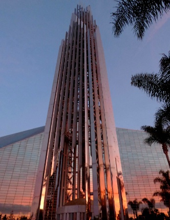Christ Cathedral and Its Spire at Sundown 