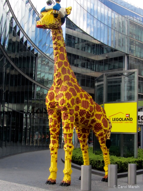 Lego giraffe outside the Sony Center, Berlin