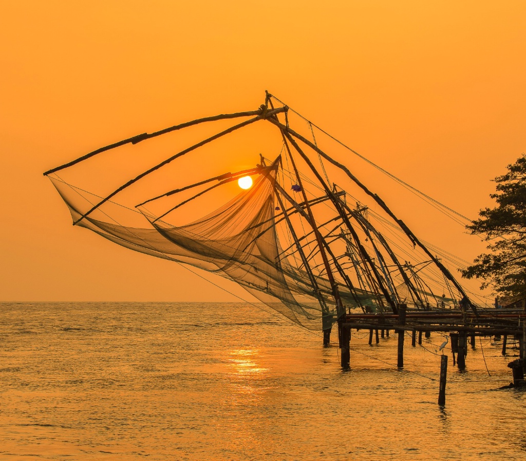 Chinese Fishing Nets at Sunset