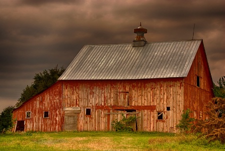 Red Barn in Storm Light