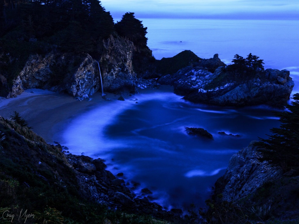 McWay Falls by Light of Full Moon - ID: 15147473 © Craig W. Myers