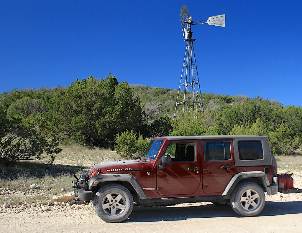 Jeep and windmill