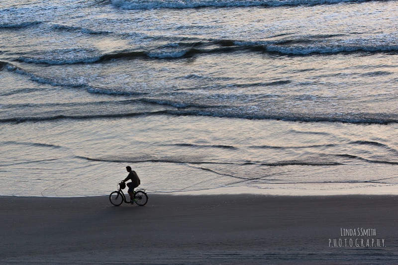 biking on the beach