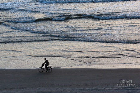 biking on the beach