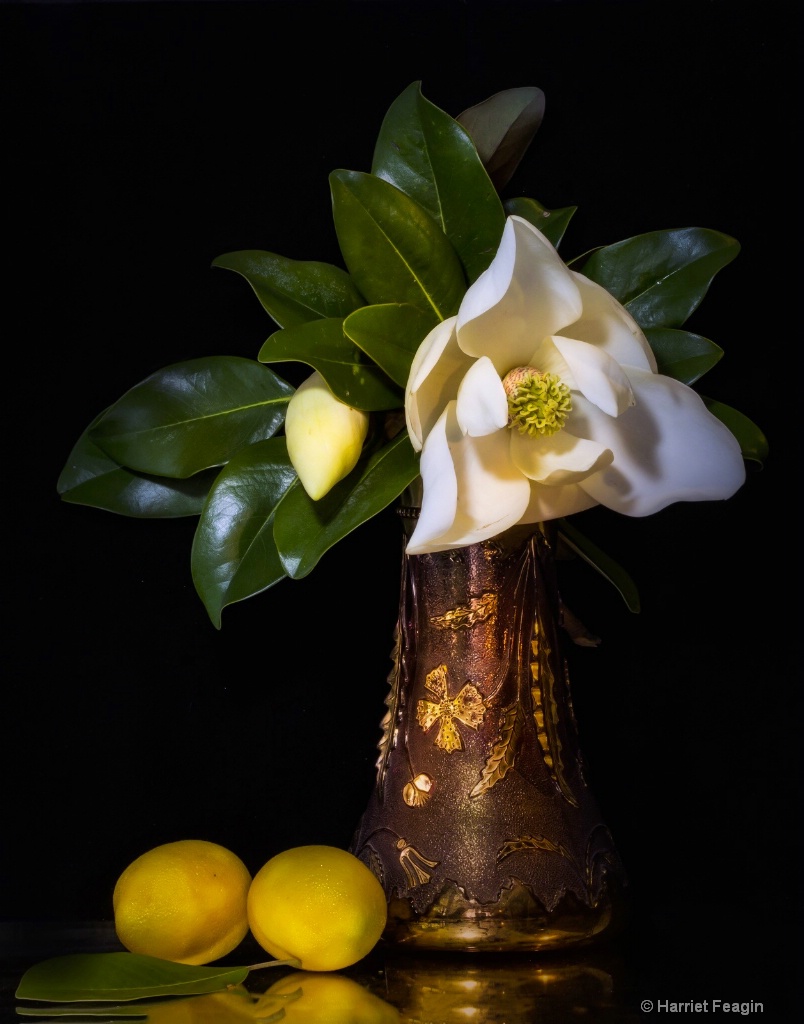 Grandmother's Vase With Magnolia