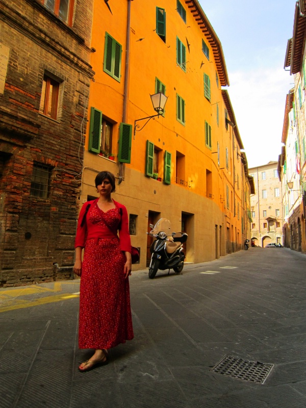 Woman in Red in Siena