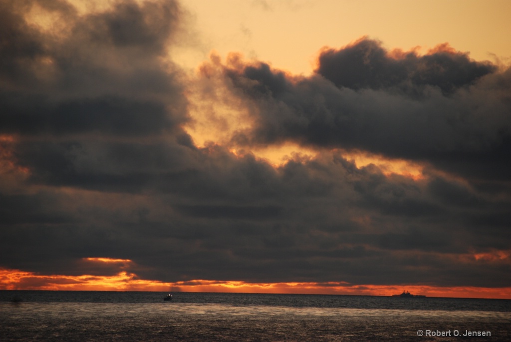 Fishing Boat and Navy on the Pacific