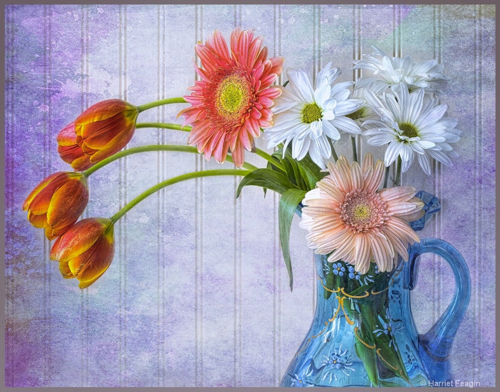 Blue Vase With Flowers