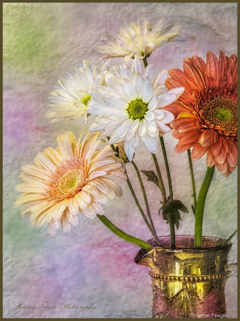 Painted Flowers in Old Vase 