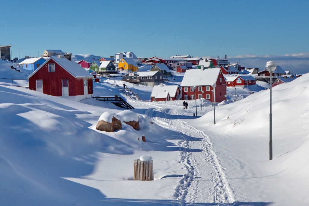 Greenland snowy village