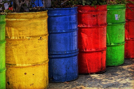 Colorful trash cans