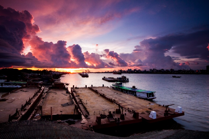 Sunset Scene From Dala To Yangon ~~