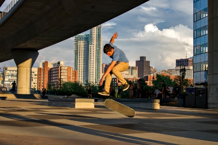 Skateboarder in Boston