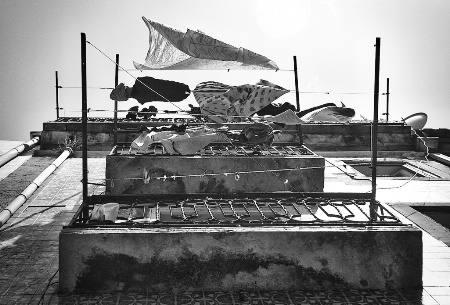 Washing Line in the Alfama in B/W