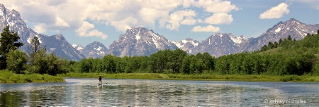 Paddler in the Grand Tetons.